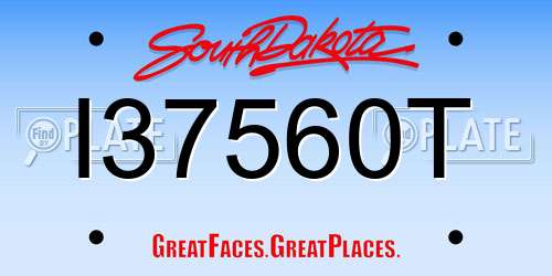 I37560T South Dakota License Plate