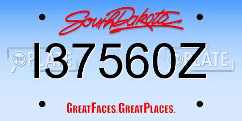 I37560Z South Dakota License Plate