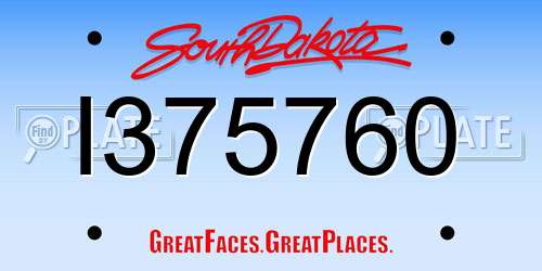 I375760 South Dakota License Plate