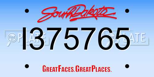 I375765 South Dakota License Plate