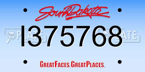 I375768 South Dakota License Plate