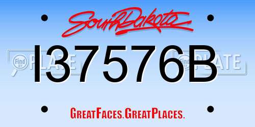 I37576B South Dakota License Plate
