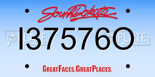 I37576O South Dakota License Plate
