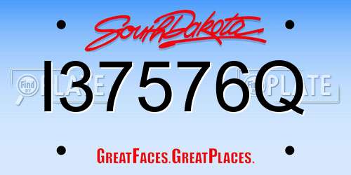 I37576Q South Dakota License Plate