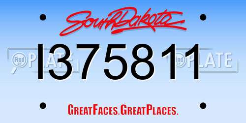 I375811 South Dakota License Plate