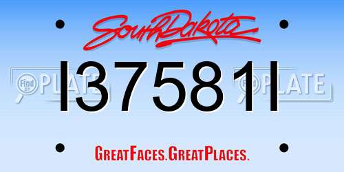 I37581I South Dakota License Plate