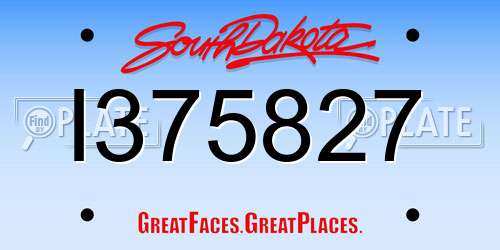 I375827 South Dakota License Plate