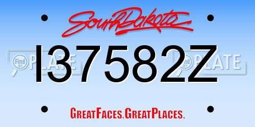 I37582Z South Dakota License Plate