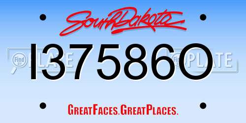 I37586O South Dakota License Plate