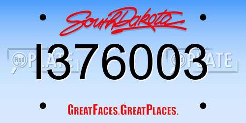 I376003 South Dakota License Plate