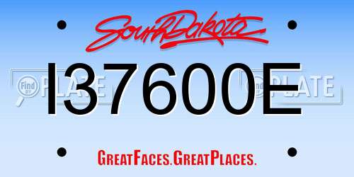 I37600E South Dakota License Plate