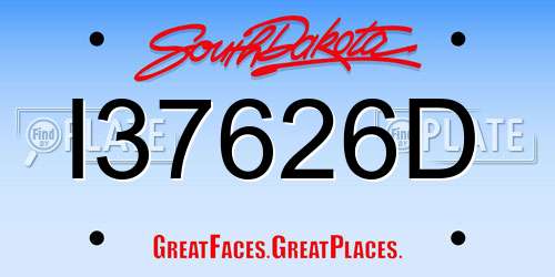 I37626D South Dakota License Plate