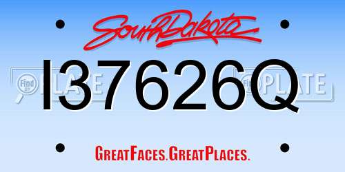 I37626Q South Dakota License Plate