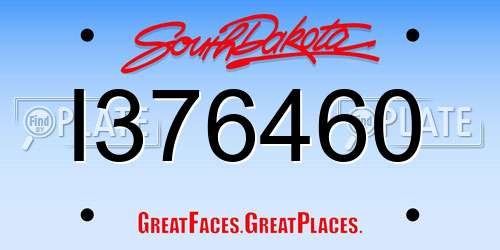 I376460 South Dakota License Plate