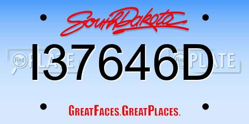 I37646D South Dakota License Plate
