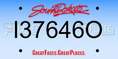 I37646O South Dakota License Plate