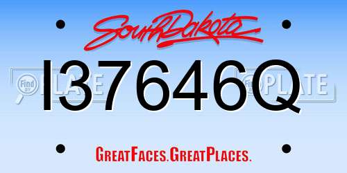 I37646Q South Dakota License Plate