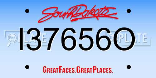 I37656O South Dakota License Plate