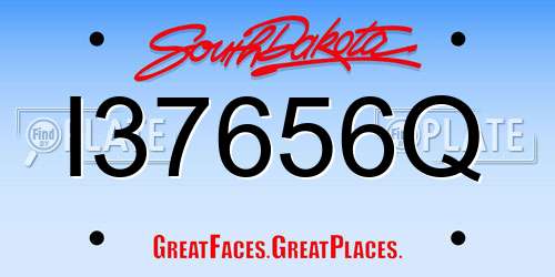 I37656Q South Dakota License Plate
