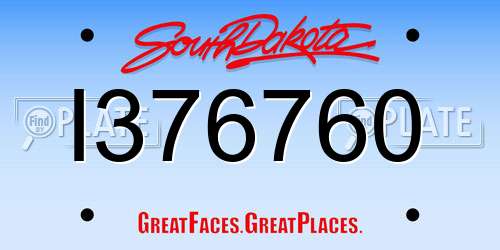 I376760 South Dakota License Plate