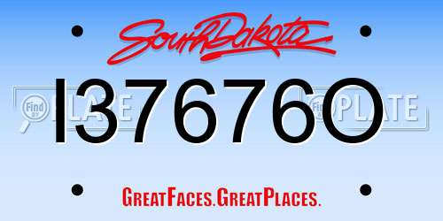I37676O South Dakota License Plate