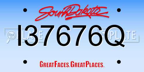 I37676Q South Dakota License Plate