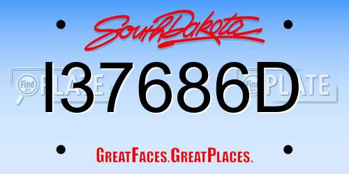 I37686D South Dakota License Plate