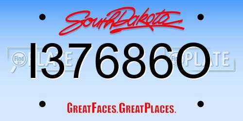 I37686O South Dakota License Plate