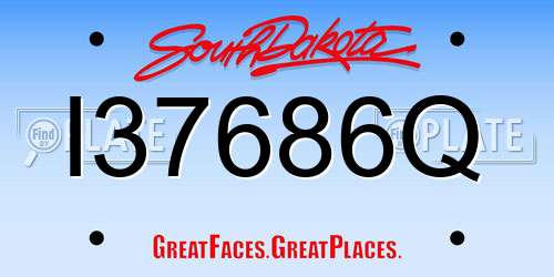I37686Q South Dakota License Plate