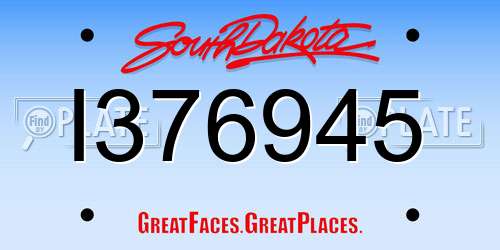 I376945 South Dakota License Plate