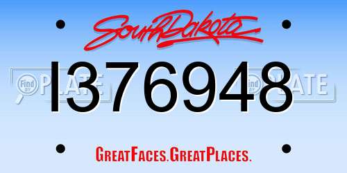 I376948 South Dakota License Plate
