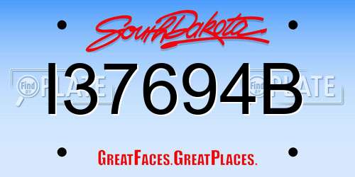 I37694B South Dakota License Plate