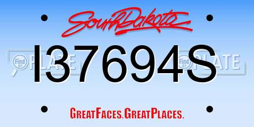 I37694S South Dakota License Plate