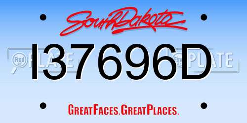 I37696D South Dakota License Plate