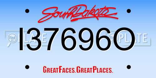 I37696O South Dakota License Plate