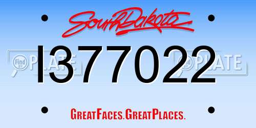 I377022 South Dakota License Plate