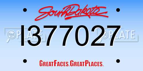 I377027 South Dakota License Plate