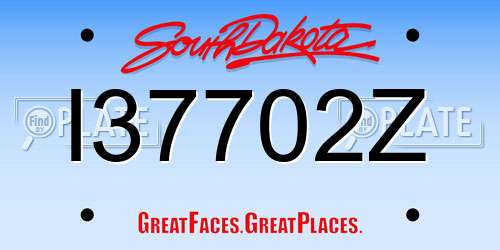 I37702Z South Dakota License Plate