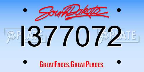 I377072 South Dakota License Plate