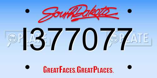 I377077 South Dakota License Plate