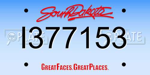 I377153 South Dakota License Plate