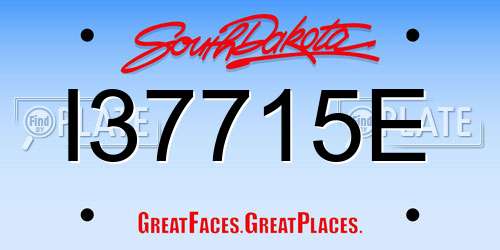 I37715E South Dakota License Plate