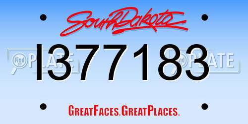 I377183 South Dakota License Plate