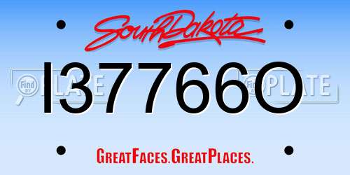 I37766O South Dakota License Plate