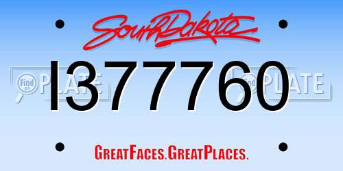 I377760 South Dakota License Plate