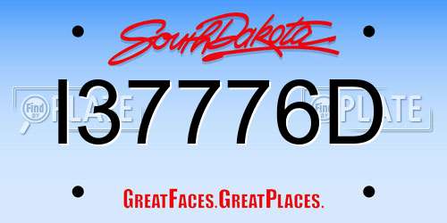 I37776D South Dakota License Plate
