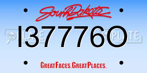 I37776O South Dakota License Plate