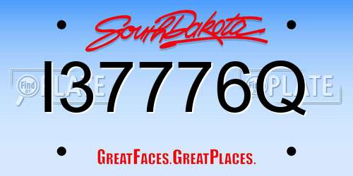 I37776Q South Dakota License Plate