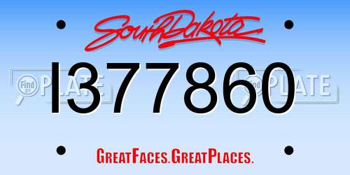 I377860 South Dakota License Plate