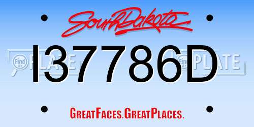 I37786D South Dakota License Plate